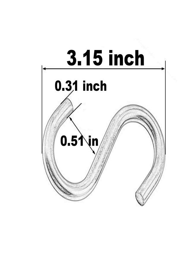 Hulless S Shaped Hooks 3 Inches S Shape Durable Heavy Utility Hooks S Hanging Hooks S Metal Hooks (4 per Pack) - Image 2